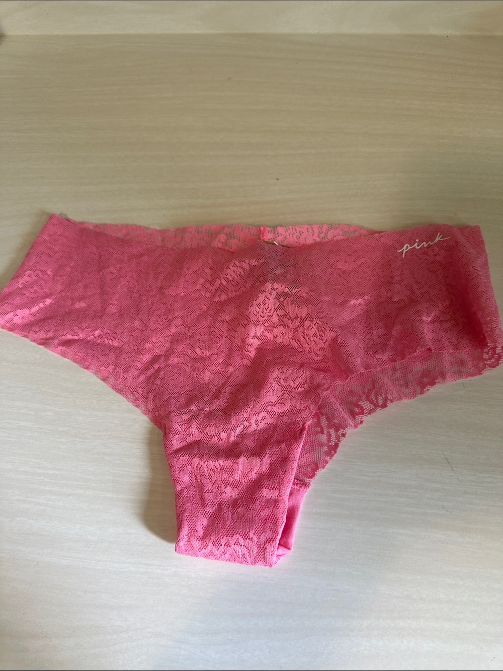 PINK Victoria's Secret Coral Pink Lace Hipster Panty